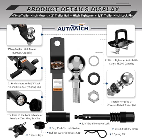 AUTMATCH Trailer Hitch Ball Mount - Image 2