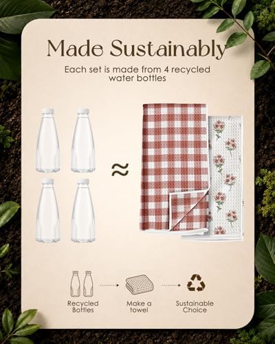 Miss Adola 2pcs Double-Sided Microfiber Kitchen Towels, Rustic Bloom - Image 2