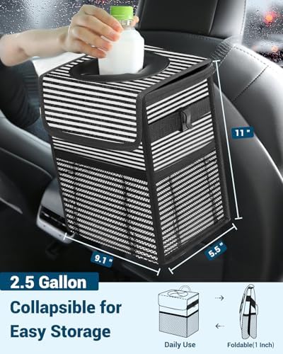Capolo Car Trash Can with Lid, Leakproof Car Garbage Can Car Trash Bag - Image 2