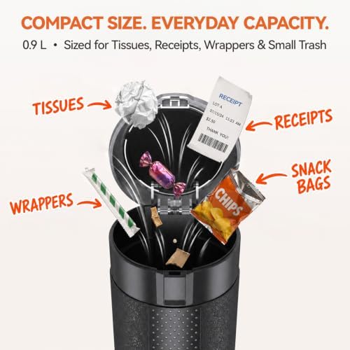 Car Trash Can with Lid, Mini Cup Holder Trash Can with 30 Bags, 900ML - Image 4