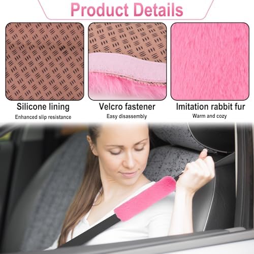 BFXM 3 PCS Fluffy Steering Wheel Cover Set - Image 4