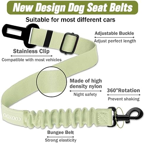 COOYOO Dog Seat Belt, 3 Piece Set Retractable Dog Car Adjustable Seatbelts - Image 3