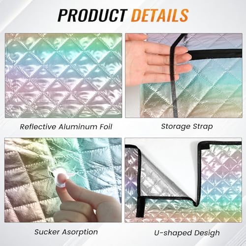 Windshield Sun Shade, Reflective Car Sunshade Blocks Heat, 55 x 29.5 in - Image 3
