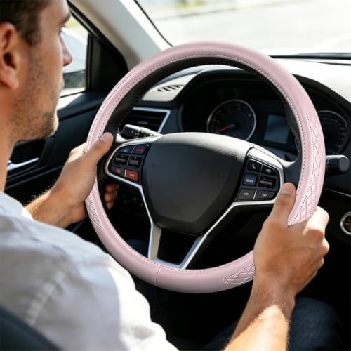 AUCELI 14.5-15 Inch Steering Wheel Cover Non-Slip Leather - Image 6