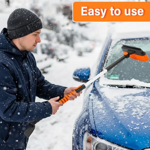 2 Pcs 33" to 39" Extendable Snow Brush and Ice Scraper - Image 5