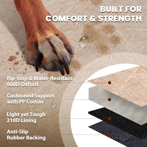 VIVAGLORY Dog Front Seat Cover Car Seat Protector, Heather Khaki - Image 4