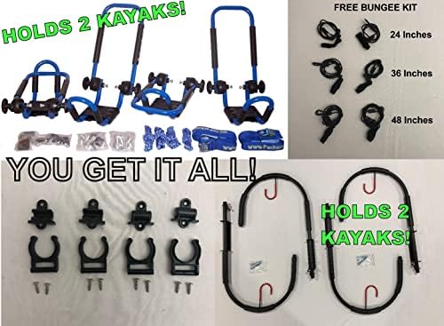 Bright Blue Folding J-Style Kayak Rack ROOF TOP and WALL Carrier Bundle by Pack%27em