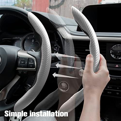 Amiss 2pcs Carbon Fiber Anti-Skid Steering Wheel Cover, Waterproof & Segmented - Image 4