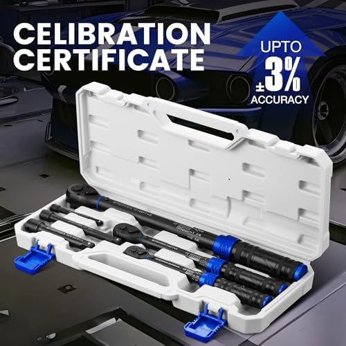 6PCS Click Torque Wrench Set, 1/4" 3/8" 1/2" Drive, 72-Tooth Ratchet - Image 2