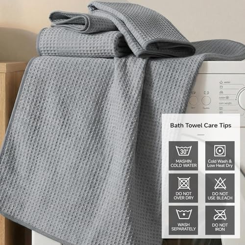 REDKISS Soft 8 Piece Waffle Towel Set, Microfiber, Lighter Weight, Quick Dry - Image 6