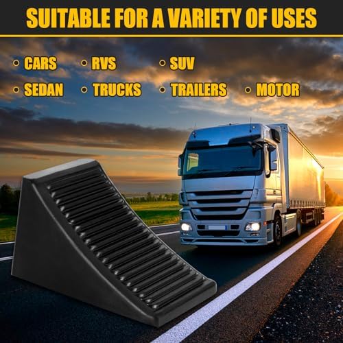 4 Pack Heavy Duty Wheel Chocks, Solid Rubber RV Wheel Chock - Image 4