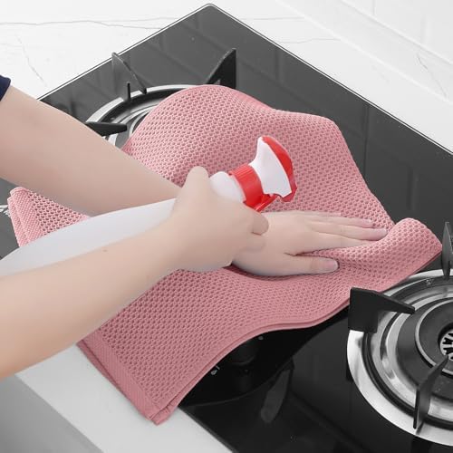 Homaxy 100% Cotton Waffle Weave Kitchen Dish Towels 8-Pack, Dried Rose - Image 5