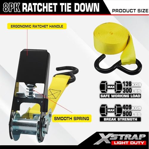 XSTRAP STANDARD 8-PK Ratchet Tie Down Straps - Image 4