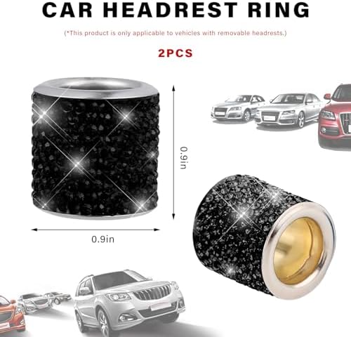 2 PCS Car Headrest Collars, Sparkling Rhinestones Auto Head Rest Collars Seat - Image 2