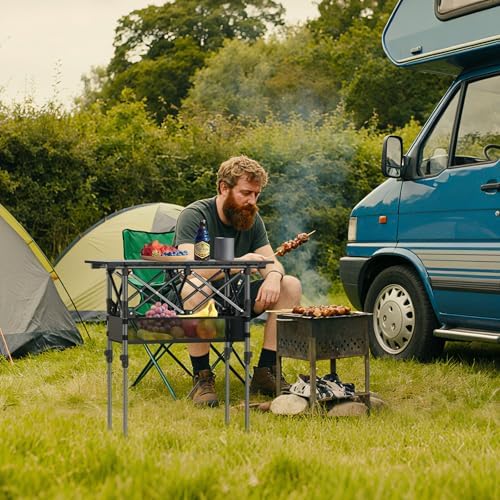 Anbte 2ft Small Roll Up Camping Table, Aluminum Portable, 25” X 16” - Image 2