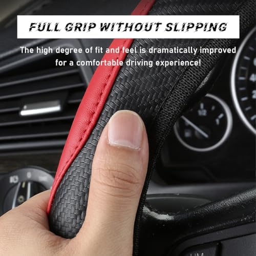 povtii Car Steering Wheel Cover, 15 Inch Leather Breathable Auto Steering Wheel - Image 3