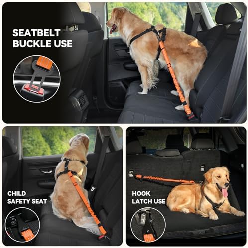 Pawaboo 2Pack Dog Car Seatbelt, 3-in-1 Dog Tether - Image 4