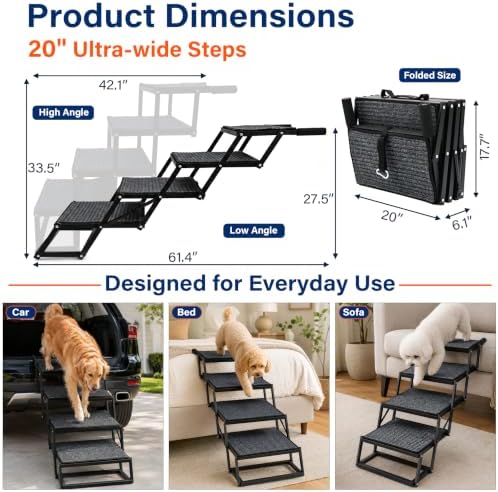 Dog Stairs for Large Dogs, Supports 250 lbs - Image 2