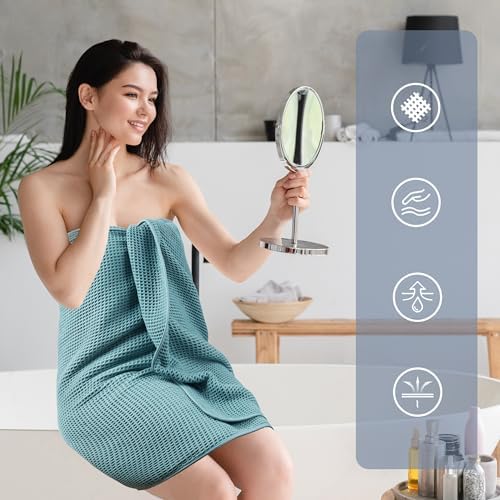 POLYTE 430 GSM Poly Blend Microfiber Quick Dry Waffle Bath Towel Set of 6 - Image 6