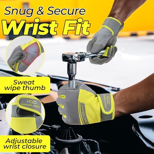 HANDLANDY Work Gloves for Men & Women, Utility Mechanic Working Gloves Touch - Image 5