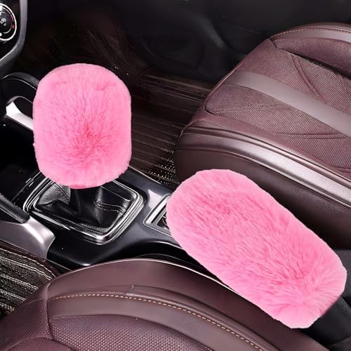 Hovom 2PCS Fluffy Car Gear Shift Knob Cover & Handbrake Cover by Hovom