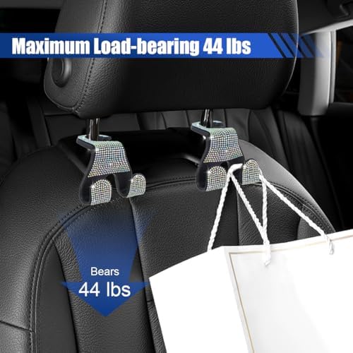 2PCS Car Seat Headrest Hooks, Shiny Crystal Hanger Holder, Backseat Hanger - Image 4