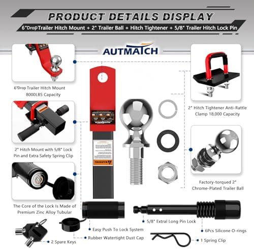AUTMATCH Trailer Hitch Ball Mount - Image 2