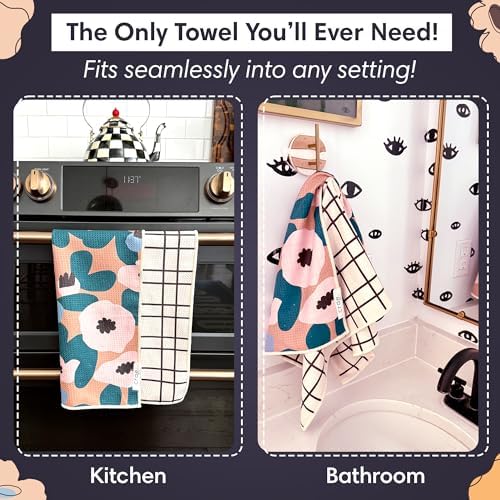 crae. Reversible Microfiber Hand Towel, Lilly Plaid - Image 2