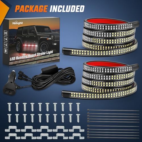 Nilight 2PCS 70 Inch Running Board LED Lights Strip Red White - Image 6