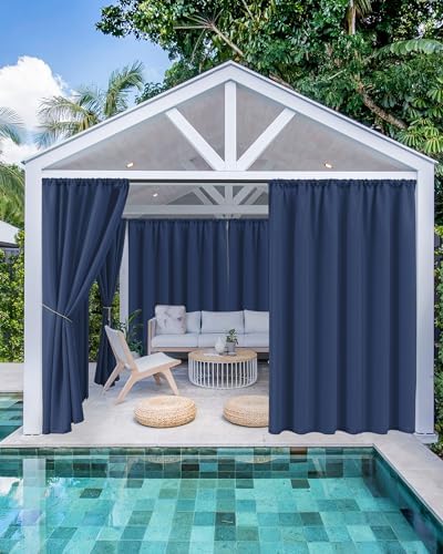 Outdoor Curtains for Patio Waterproof Rod Pocket 4 Pcs 54x84 Inch Navy - Image 2