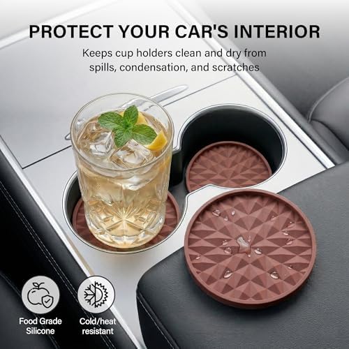 Silicone Car Coasters Set of 4, 2.75" Cup Holder Mats - Image 3