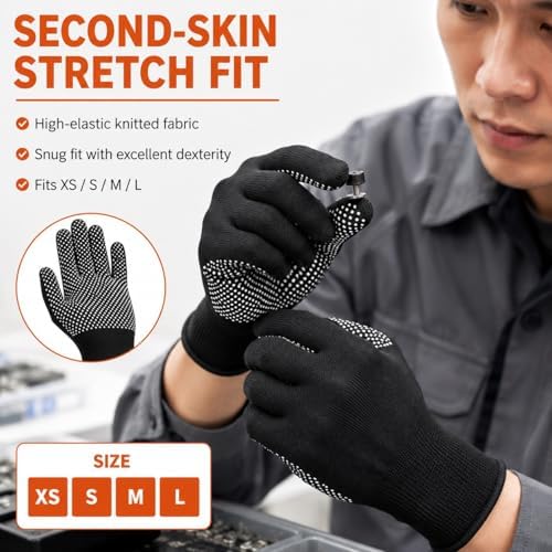 6 Pairs Work Gloves with Anti-Slip Grip Dots - Image 7