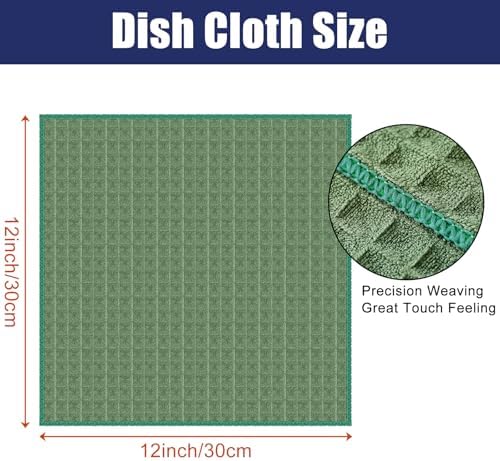 Homaxy Microfiber Waffle Weave Kitchen Dish Cloths, 12 Pack, Grass Green - Image 2