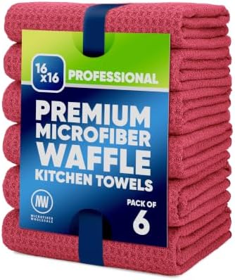 Kitchen Towels - Microfiber Waffle Weave Towels | Absorbent, No Lint, Commercial by MicrofiberWholesale