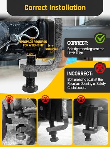 Wyckoff 2" Anti-Rattle Hitch Clamp, Heavy-Duty Tightener & Hitch Stabilizer - Image 6