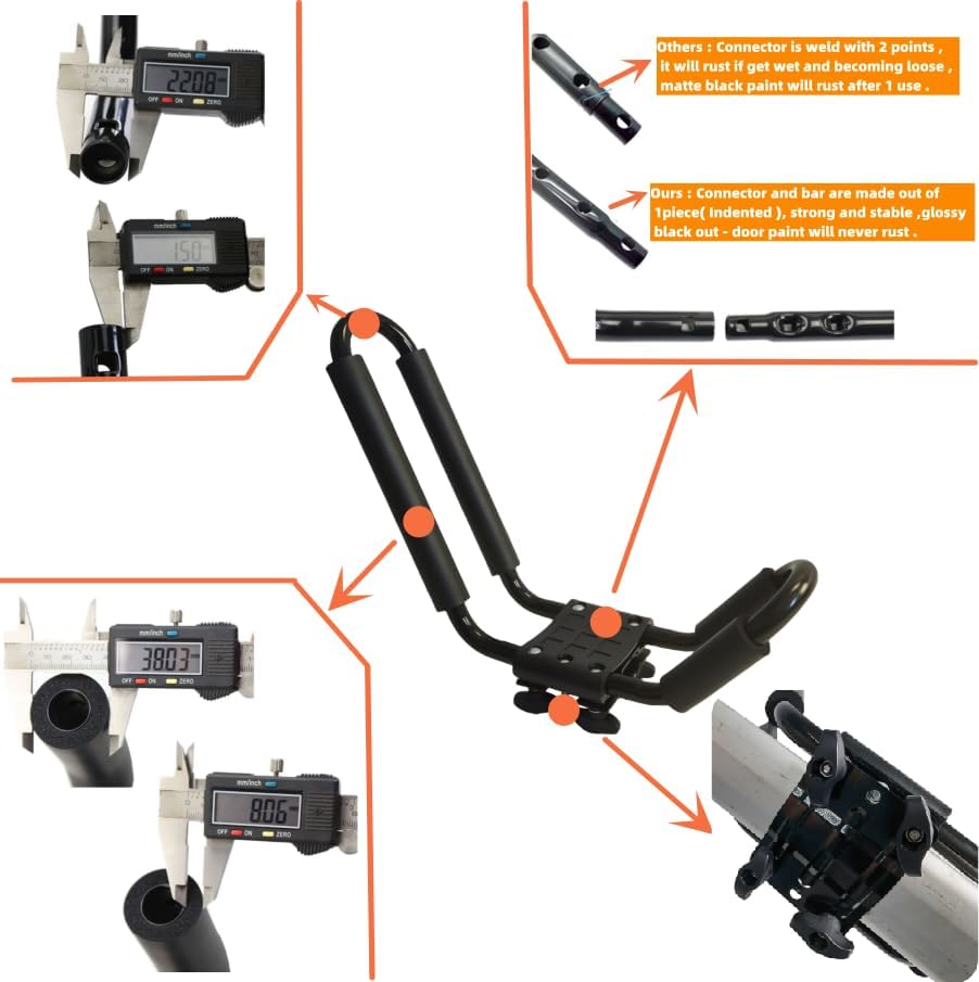 2 Pairs Heavy Duty Kayak Rack-Includes 4 Pcs Ratchet Tie-Mount on Car Roof Top - Image 5