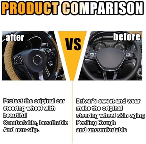 JOYCOURT 15 Inch Bling Soft Leather Car Steering Wheel Cover - Image 3