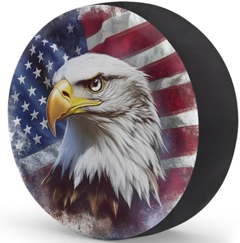 Spare Tire Cover for RV Trailer, American Flag Eagle Waterproof Sun Leather - Image 2