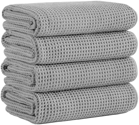 Microfiber Waffle Bath Towels, 4 Pieces, Fast Drying, Lint Free 430 GSM by Unknown