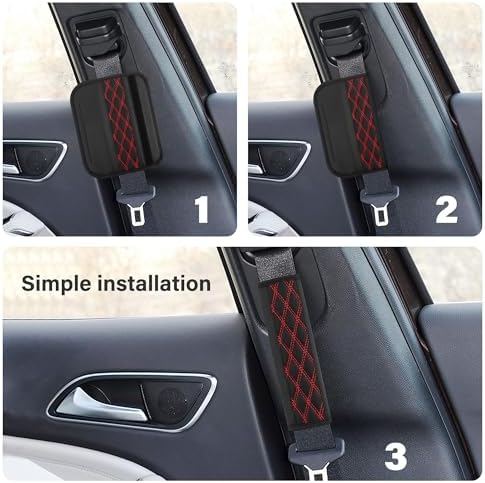 2PCS Car Seat Belt Cover Pads, Leather Seatbelt Covers Protect Shoulder and - Image 6