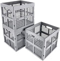 Eslite 3-Pack Collapsible Plastic Storage Crates, Foldable Crates by Eslite