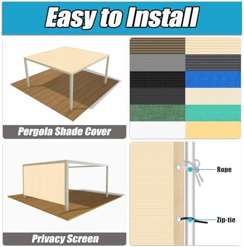 Amagenix 90% Pergola Shade Cover 9' X 12' Sun Shade Cloth - Image 4