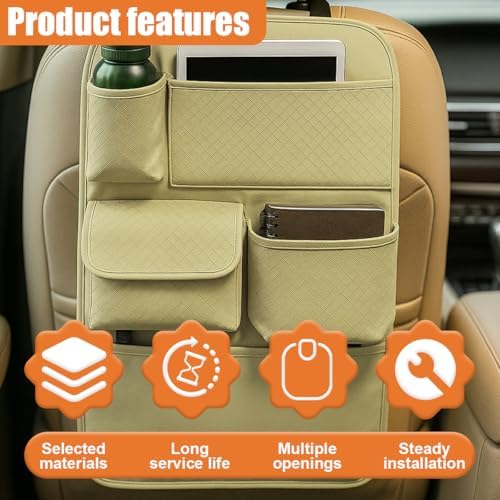 Car Backseat Organizer, Leather Auto Seat Back Kick Mats Protector, Travel - Image 5