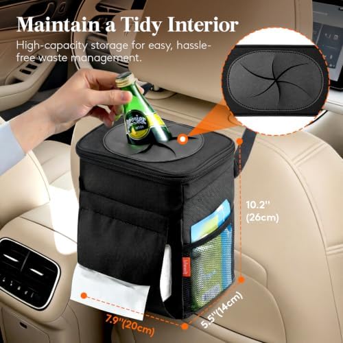 Lifewit Car Trash Can with Lid, Garbage Bag Hanging, Trash Bin, 2 Gallon - Image 2