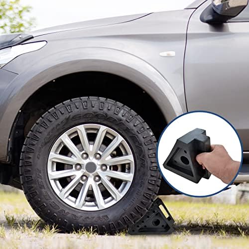 HOXWELL Solid Heavy Duty Rubber Wheel Chocks 4 Packs, Premium Wheel Stopper - Image 5