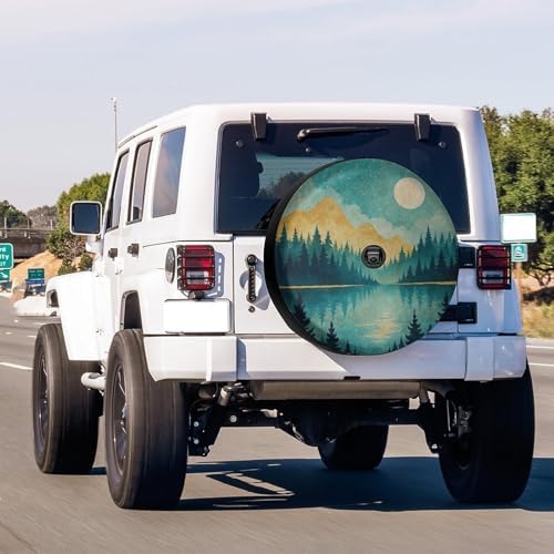 Landscape with Mountain Moon Spare Tire Cover with Backup Camera Hole Wheel - Image 2