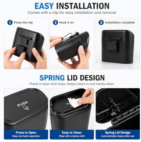 Mini Car Trash Can – Leakproof Vehicle Garbage Bin, Portable Hanging Car - Image 5