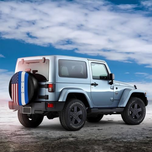 USA Honduras Mix Flag Spare Tire Cover, Universal Waterproof & Dustproof Wheel - Image 5