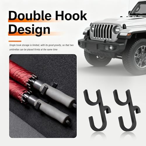 2PCS Double Car Umbrella Hook, No Drilling Car Umbrella Holder Stable Placement - Image 6