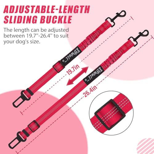 IBWell Dog Seat Belt, 3 Piece Set Retractable Dog Car Harness Adjustable Dog - Image 2